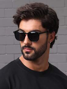 1 Pair Fashionable & Versatile Men's Glasses, Suitable For Outdoor And Campus Wear, Create A Stylish School Look For Back-To-School Season - Black - View 5