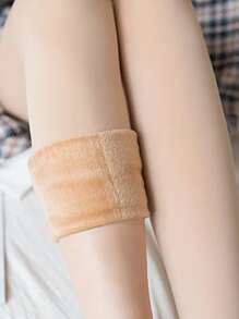 Minimalist Solid Plush Lined Tights - Màu be - Xem 1