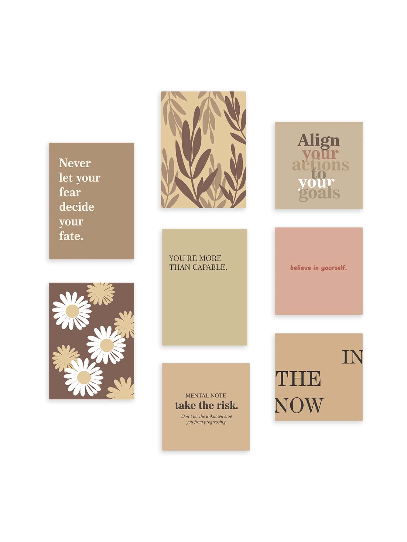 8pcs Plant & Slogan Graphic Postcard - Multicolor - View 1