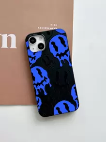 Halloween Ugly Smile Face Pattern Phone Case Compatible With Apple IPhone 15/15Pro Grunge - Black - View 3