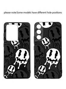 غطاء هاتف يتوافق مع iPhone 15/15 Plus/15 Pro/15 Pro max بنمط وجه ابتسامة مرعب من التفاحة - الأسود - مشاهدة 3