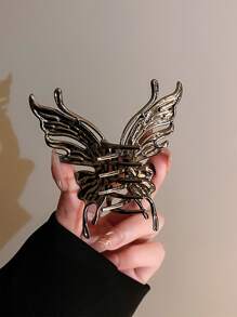 1 件装女士 Y2K 蝴蝶设计发夹街头爪夹发夹发夹发夹发夹发夹接发夹，学校用品，学院秋冬发饰女士度假装女士 - 銀色 - 查看 3