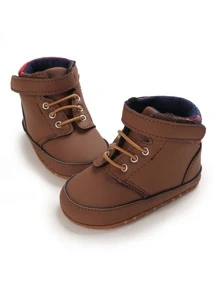 嬰兒極簡風格前繫帶靴子 - 棕色 - 查看 1