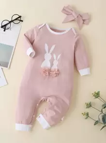 SHEIN 女嬰卡通圖案連身長褲