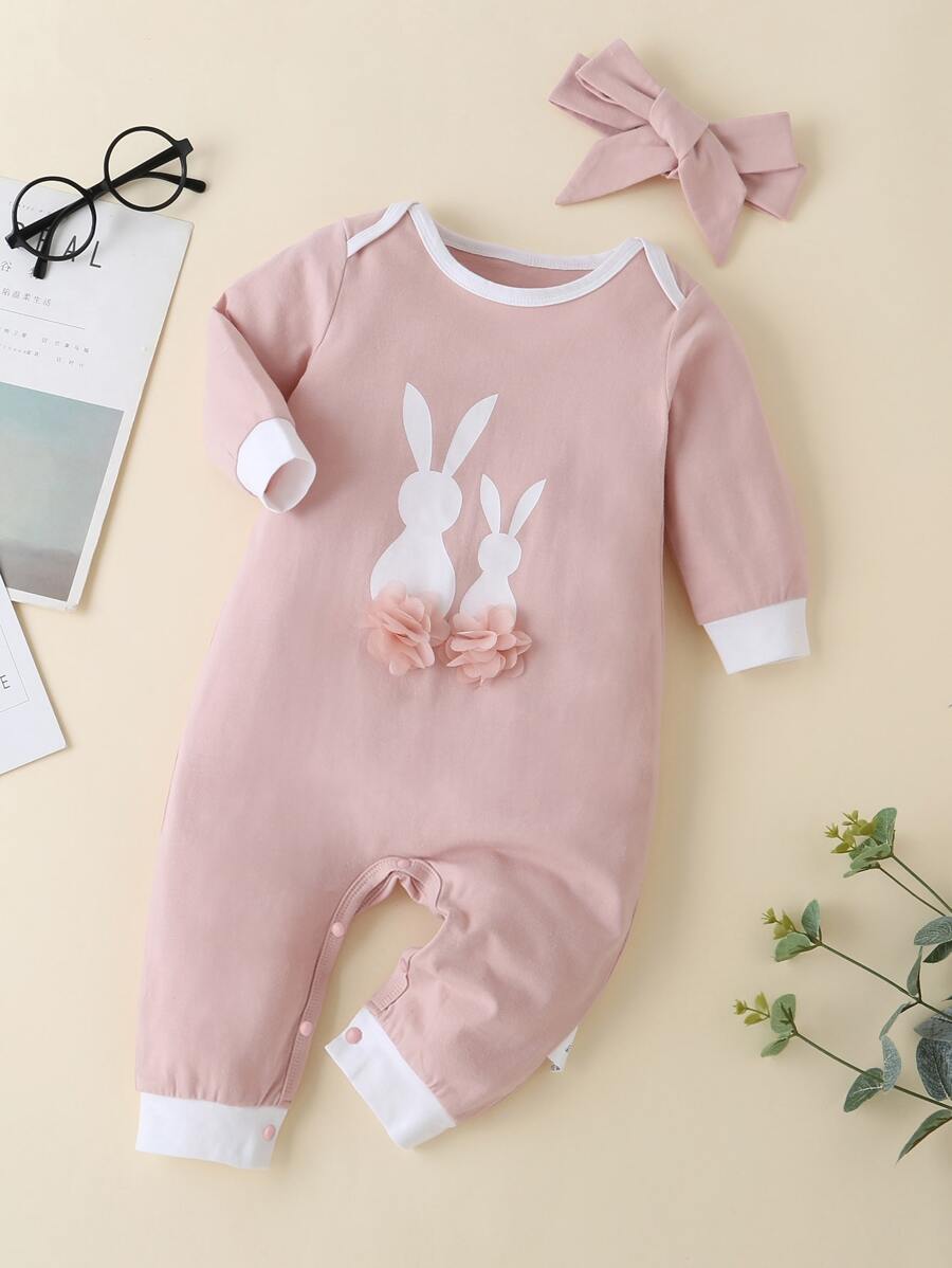 SHEIN 女嬰卡通圖案連身長褲