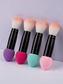 双头散粉刷 + 斜切粉扑 便携式化妆海绵腮红刷 适合旅行 - 彩色 - 查看 7