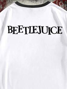 ROMWE MEN WB Horror | ROMWE Hombres Camiseta con estampado de figura - Blanco - Ver 6