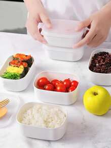 1pc Solid Lunch Box, Small PP Food Container For Home,Kitchen,Christmas Gift,School Supplies - White - View 5