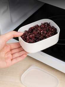 1pc Solid Lunch Box, Small PP Food Container For Home,Kitchen,Christmas Gift,School Supplies - White - View 4