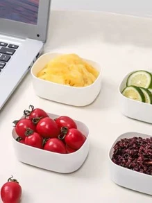 1pc Solid Lunch Box, Small PP Food Container For Home,Kitchen,Christmas Gift,School Supplies - White - View 2