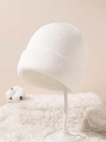 Toddler Kids Solid Beanie - White - View 1