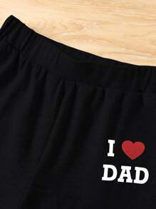 Baby Boy Heart And Letter Graphic Sweatshirt And Joggers - Black - View 8