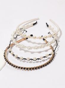 4pcs Đồ trang trí Ngọc Trai giả Dây buộc tóc Thanh lịch - Nhiều màu - Xem 2