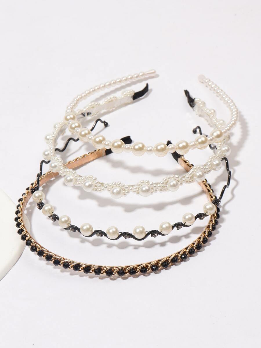 4pcs Đồ trang trí Ngọc Trai giả Dây buộc tóc Thanh lịch