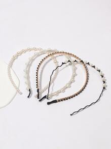 4pcs Đồ trang trí Ngọc Trai giả Dây buộc tóc Thanh lịch - Nhiều màu - Xem 3