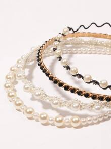 4pcs Đồ trang trí Ngọc Trai giả Dây buộc tóc Thanh lịch - Nhiều màu - Xem 4