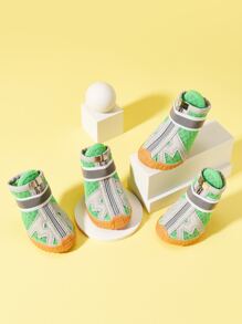 4pcs Reflective Pet Shoes - Multicolor - View 1