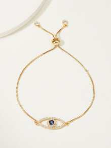 Cubic Zirconia Eye Decor Bracelet - Yellow Gold - View 2