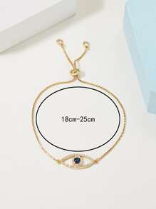 Cubic Zirconia Eye Decor Bracelet - Yellow Gold - View 3