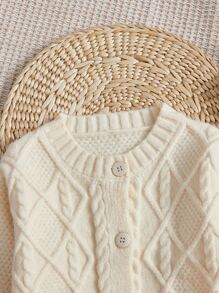 Bebé Cárdigan tejido de cable - Albaricoque - Ver 3