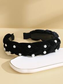 Faux Pearl Decor Headband - Black - View 2