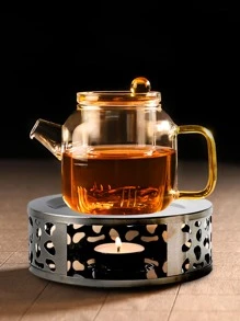 1set Stainless Steel Alcohol Stove, Simple Hollow Out Design Tea Stove For Household