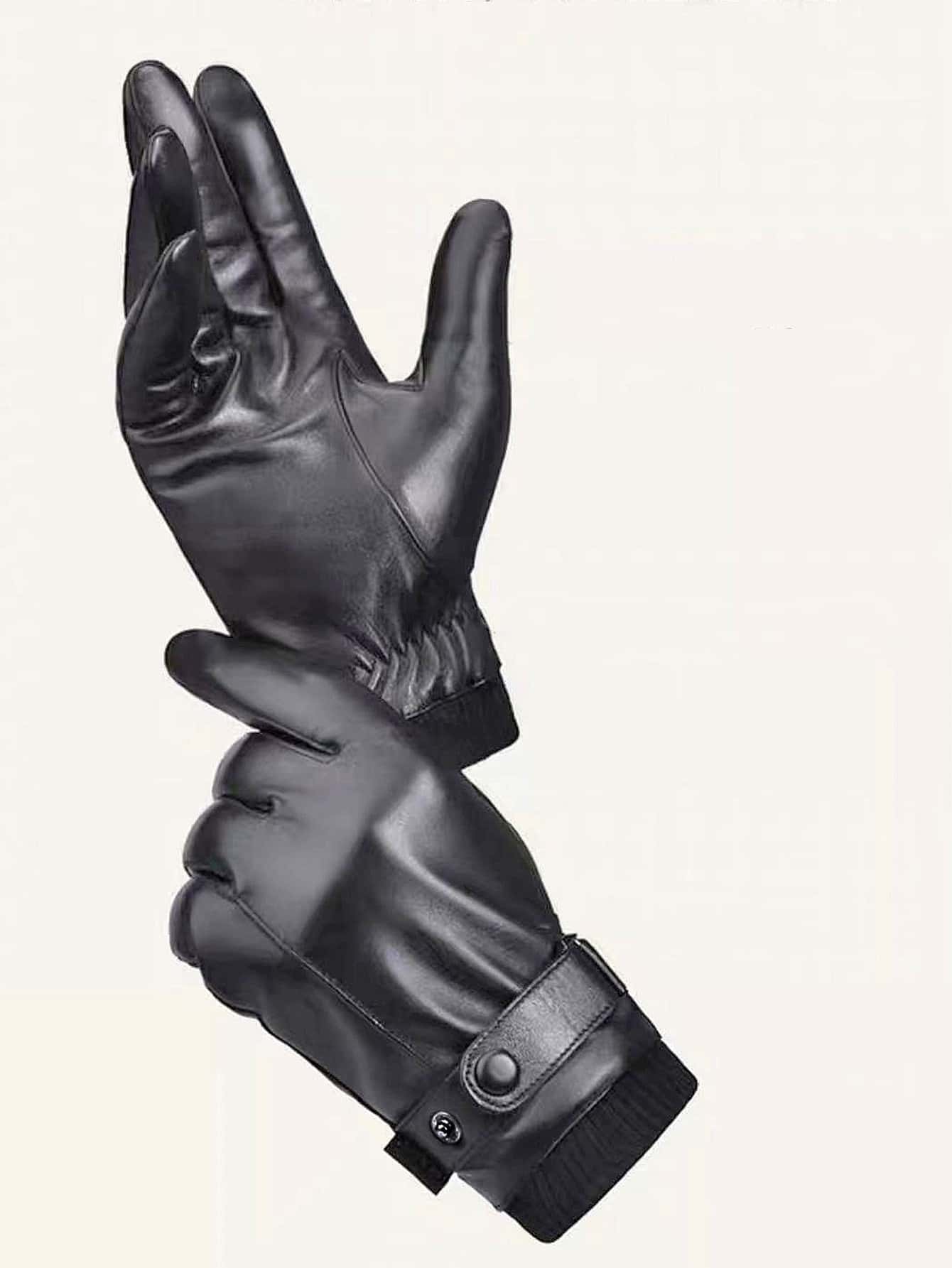 Men Minimalist Solid Gloves - Black - View 1