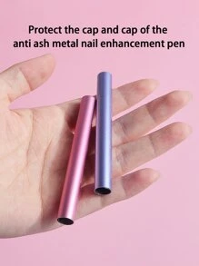 klimonla 2pcs Pen Salon Caps Metal Extender Brush Color Opaque Protection Zinc Supplies For Extension Protector Alloy Assorted Sealed Matte Covers Light-Proof Art Manicure Toppers Brushes - Multicolor - View 4