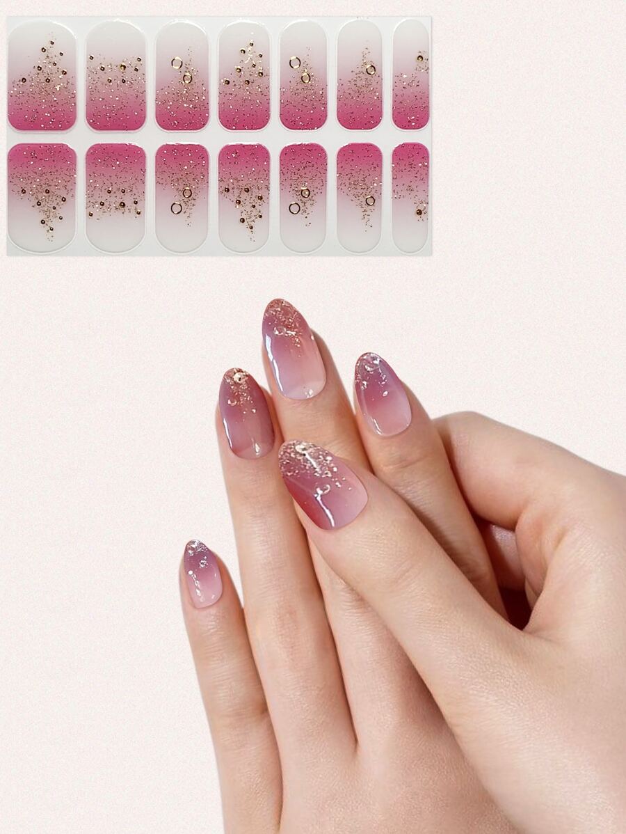 1片漸層指甲貼紙和1支指甲檔，指甲貼紙DIY - 彩色 - 查看 1