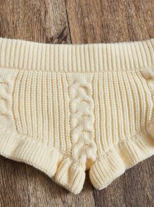 Baby Mushroom Pattern Cardigan & Ruffle Trim Knit Shorts - Apricot - View 4