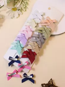 24个女孩/青少年纯色蝴蝶结发夹，适合日常佩戴 - 彩色 - 查看 3