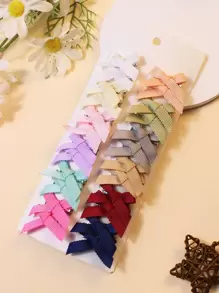 24个女孩/青少年纯色蝴蝶结发夹，适合日常佩戴 - 彩色 - 查看 2