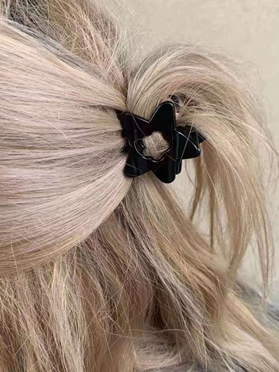 Kẹp tóc hình ngôi sao, kẹp tóc Y2k, kẹp tóc, kẹp hàm, kẹp tóc, kẹp tóc, kẹp tóc, phụ kiện tóc mùa thu đông cho phụ nữ, nơ cho trang phục đi nghỉ cho phụ nữ - màu đen - Xem 1