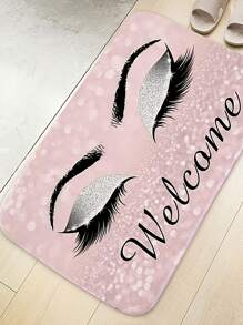Eyelash & Letter Graphic Door Mat ,Room Decor - Multicolor - View 1
