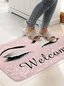Eyelash & Letter Graphic Door Mat ,Room Decor - Multicolor - View 2