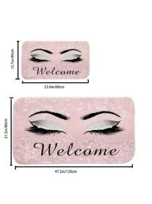 Eyelash & Letter Graphic Door Mat ,Room Decor - Multicolor - View 3