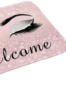 Eyelash & Letter Graphic Door Mat ,Room Decor - Multicolor - View 4
