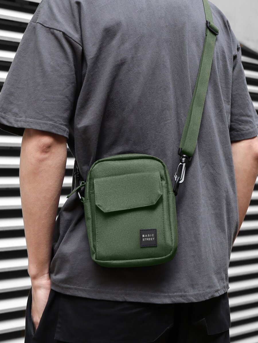 Túi crossbody Nam màu trơn Có thể điều chỉnh được - Màu xanh lá cây đậm - Xem 1