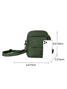 Túi crossbody Nam màu trơn Có thể điều chỉnh được - Màu xanh lá cây đậm - Xem 4