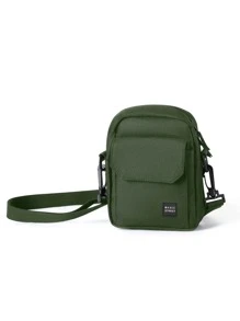 Túi crossbody Nam màu trơn Có thể điều chỉnh được - Màu xanh lá cây đậm - Xem 3