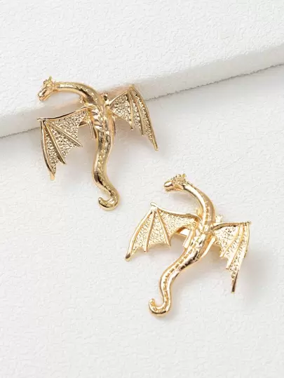 2 piezas Clips de pelo con textura metálica (con forma de dragón y caimán) como accesorio de cabello lateral casual estilo bohemio, tocado dorado, pinzas para el cabello, artículos escolares, accesorios para el cabello