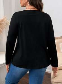 SHEIN LUNE Plus Animal Print Tee - Black - View 2