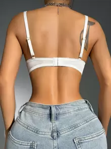 Floral Lace Underwire Lingerie Bra - White - View 2