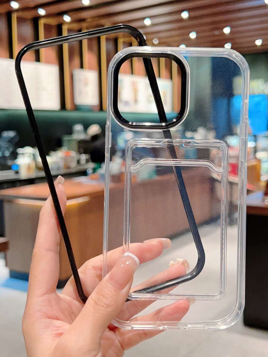 2 In 1 Clear Phone Case With Card Slot - Black - View 1