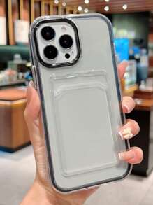 2 In 1 Clear Phone Case With Card Slot - Black - View 3