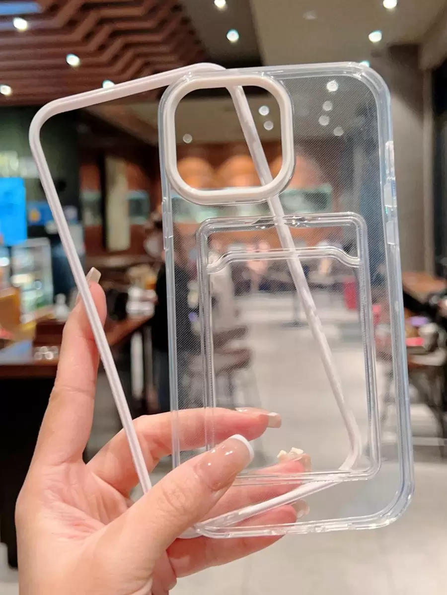 Vỏ điện thoại trong suốt 2 trong 1 có khe cắm thẻ - trắng - Xem 1