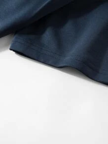 Claim Dot Men T-Shirts Fit Crew Neck Drop Shoulder Short Sleeve Graphic Tee Casual Spring Polyester - Navy Blue - View 4