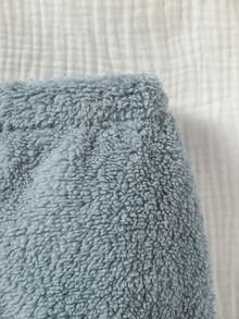 Baby 3pcs Solid Flannel Trousers - Multicolor - View 5