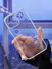 Floral Print Clear Phone Case - Multicolor - View 3
