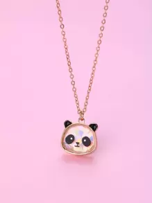 1入組可愛絨毛熊形狀合金吊墜項鍊帶彩色亮片裝飾適合女孩,適用於日常穿著 - 金黃色 - 查看 2